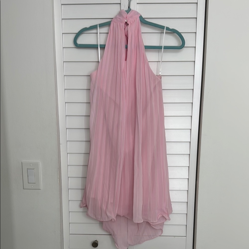 Pink High Low Halter Sundress for Cocktail